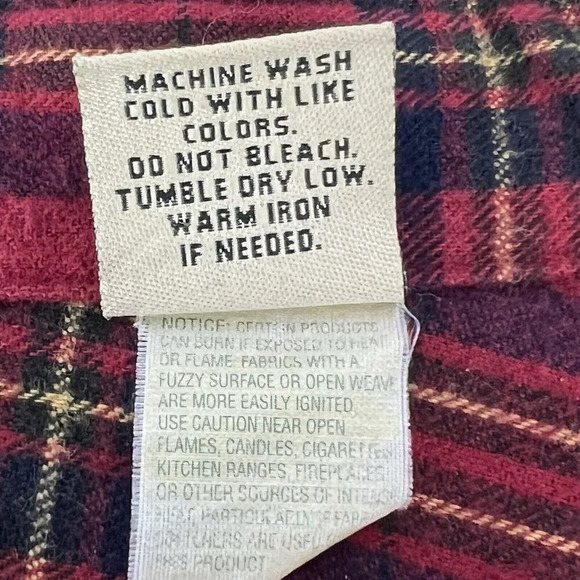 L.L. Bean Long Sleeve Flannel Mens XL Reg 100% Cotton Red Multicolor Button Down - Picture 7 of 7